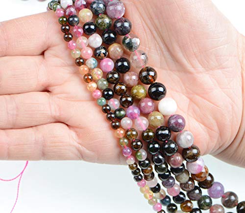 Image of AD Beads Natural Watermelon Tourmaline Round Gemstone Beads for Crafts 15.5'' (4mm)