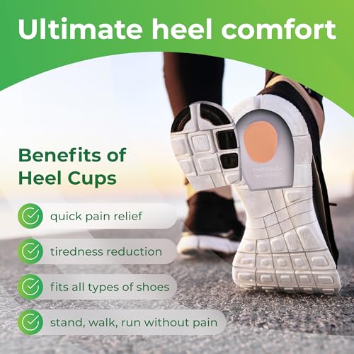 Image of Gel Heel Pads, 2 Pack, for Achilles Tendonitis, Shoe Wedge Inserts for Plantar Fasciitis, Bone Spur, Foot Pain Relief Support, Comfort Cushion Insoles for Women /Men