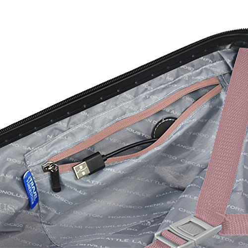 U.s. Traveler Boren Polycarbonate Hardside Rugged Travel Suitcase Luggage With 8 Spinner Wheels, Aluminum Handle, Pink, Carry-On 22-Inch, Usb Port #TOP7