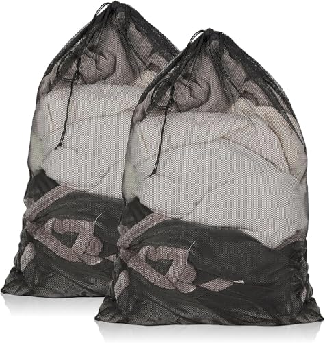 IIUIKOO premium 2 pack heavy duty mesh laundry bags - 23x34 inches, perfect for delicates, bras & travel - space-saving mesh washing bags for college students, gym-goers & urban dwellers