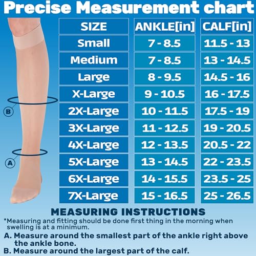 Made in USA - Sheer Compression Socks for Women 15-20 mmHg - Support Hose Knee High Stockings - Nude, Medium - Thumbnail 2