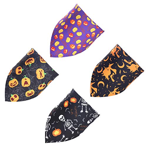 VILLCASE 4 PeÃ§as de Bandanas de Cachorro de Halloween Cachecol TriÃ¢ngulo de Cachecol de Halloween