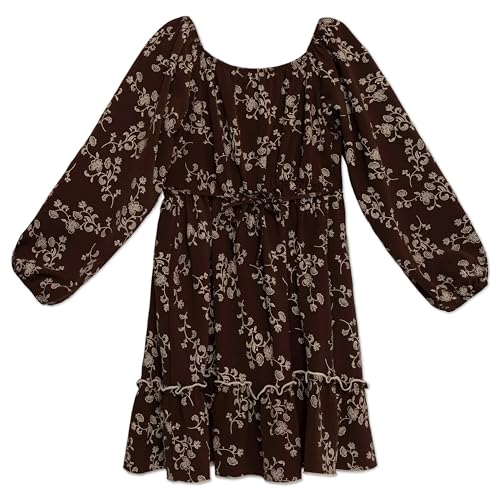Speechless Girls' Long Sleeve Floral Print Lace-up Flounce Hem Dress3