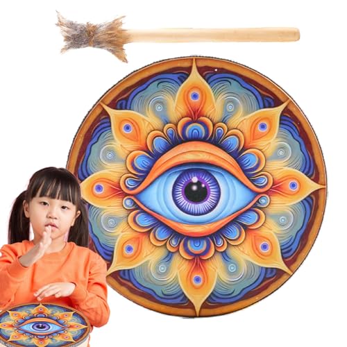 Vibrierende Heilinstrumente Spielen Drum-Meditation Ethnische Musikinstrumente Rustikale Trommelzeichnungen Kulturelle Heiltrommeln Schamanische Trommeln Werkzeuge für t