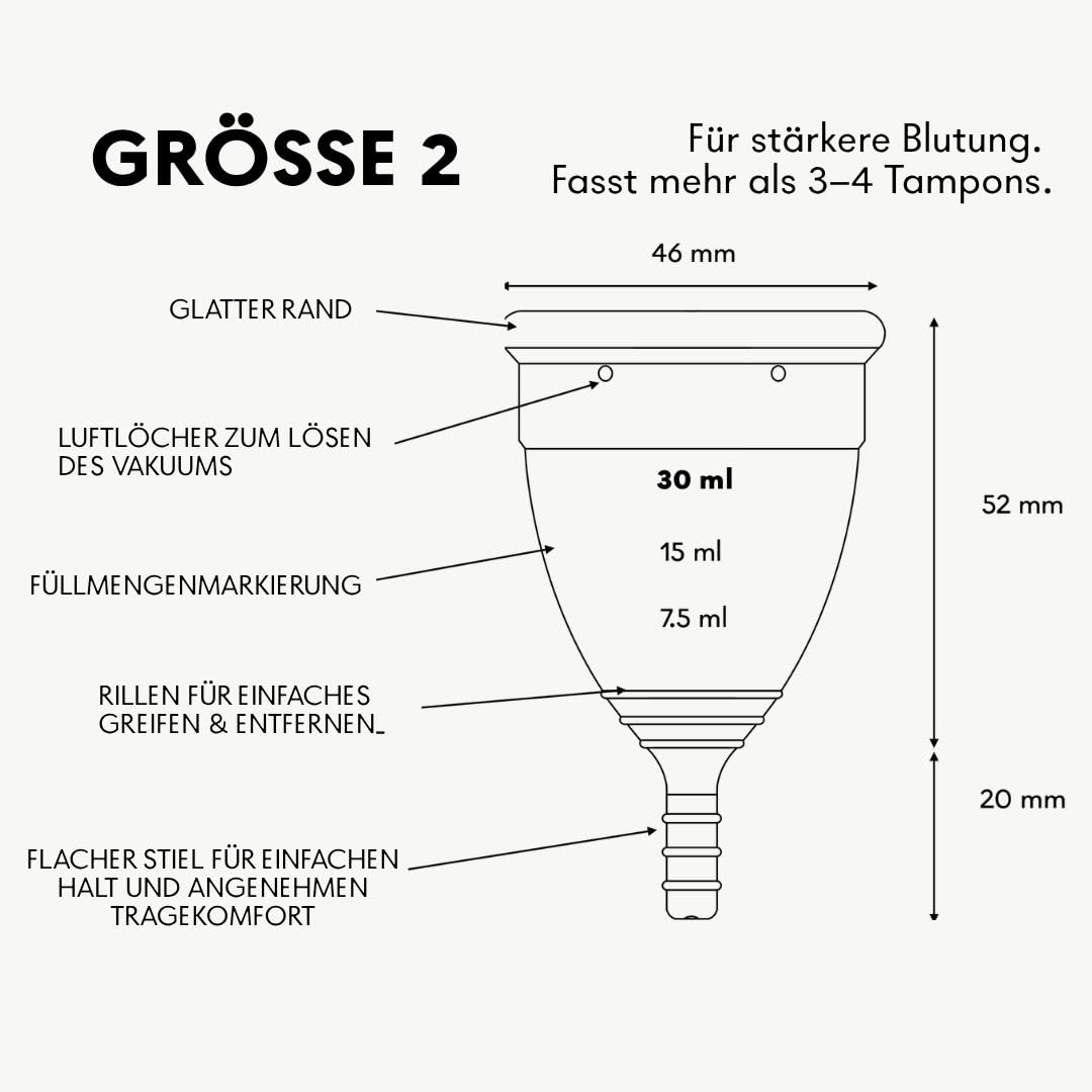 Lunette Menstruationstasse – Wiederverwendbare Periodentasse – BPA-freies Medizinisches Silikon – Bis zu 12 Stunden Komfort – Tampon-Alternative - Größe 2 Violet