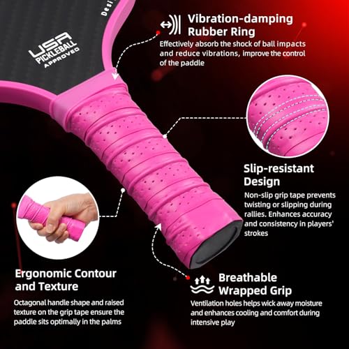 Image of BAGAIL Pickleball Paddles, USAPA Approved Fiberglass Surface Pickleball Set, Lightweight Pickle Ball Rackets with 4 Balls, 1 Bag, Designed in California for Traction and Stability