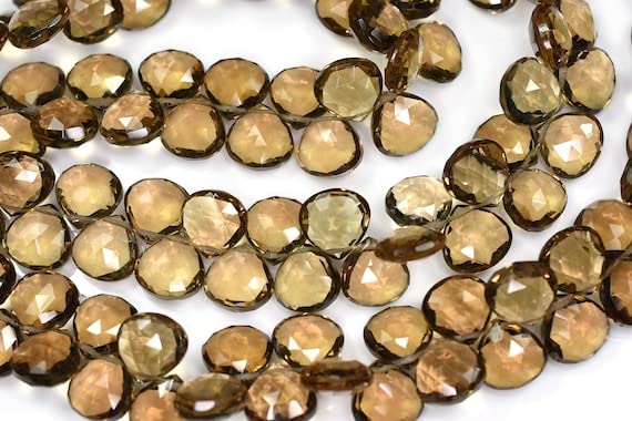 Quartz champagne briolette coeur 10mm en fil de 7 pouces pour bijoux