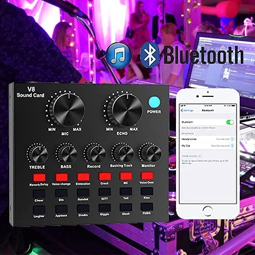 Image of kh V8 Sound Card, Sound Effects Board for Podcast Equipment Bundle, Sound Board for Streaming with Voice Changer Podcast Kit