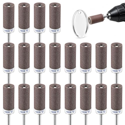 20Pcs Sanding Drums for Dremel Rotary Tool with 1/8" Shank, Sanding Sticks for Plastic Wood Metal Grinding Polishing, 180 Grits
