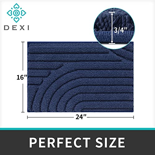 Dexi Bathroom Rug Mat, Soft Absorbent Bath Rugs, Non-Slip Washable Bath Mat, Carpet For Tub, Shower, Bath Room,16"X24",Navy #TOP1
