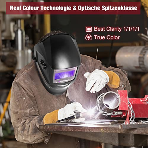 ARCCAPTAIN Schweißhelm Automatik, Schweißmaske Automatischer Verdunkelung für TIG MIG ARC, 1/1/1/1 Top Optische Klarheit, Ultra-Leicht Schweißhelm mit einstellbarem Schatten - Image 4