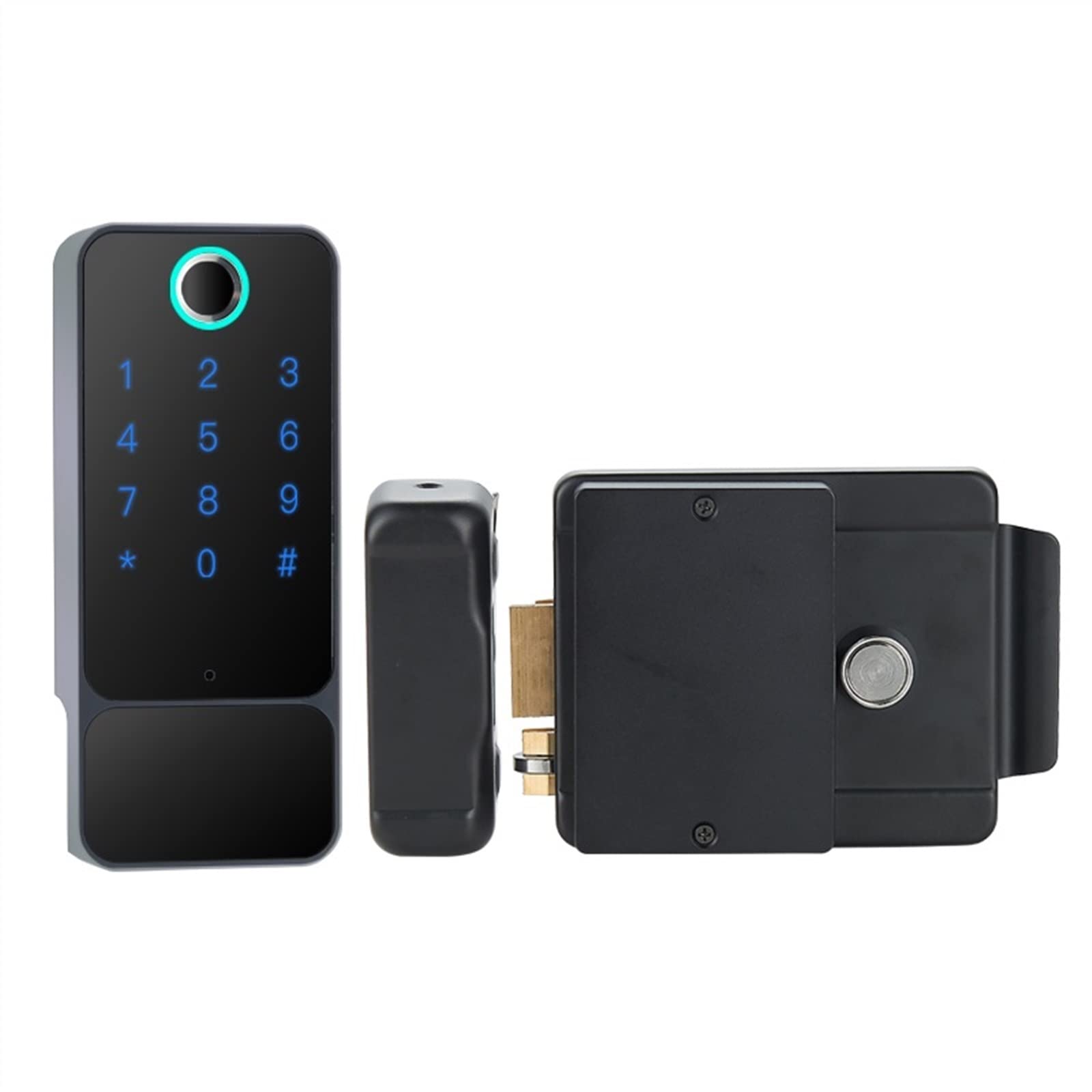 CVFRDD Smart Door Knob, Fingerprint DoorLock Waterproof Outdoor Gate TT Lock Passcode IC Card Keyless Enter Electronic Keyless Entry Door Handle(W5 Black)