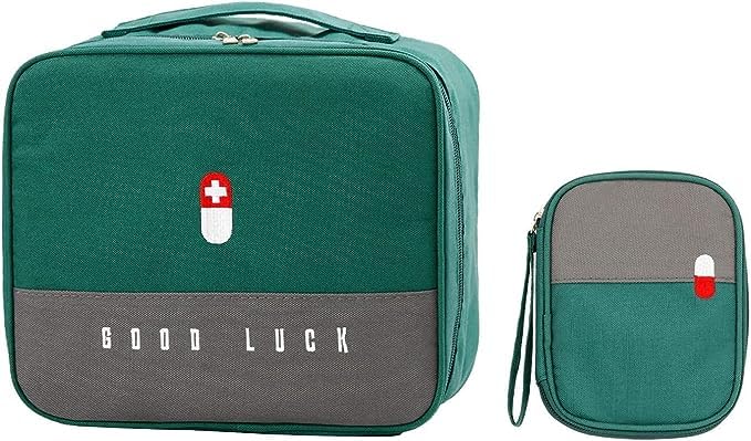 SAMEZONE Multifunctional Oxford Fabric Empty First Aid Travel Medicine Bag, Medical Supplies Organiser Bag, Portable Kit Ideal for Travelling, Car, Home, Camping, Office, Hiking, Outdoor (Green)