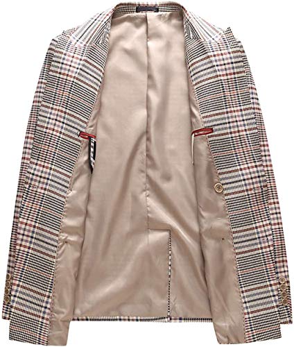 Sxfashbrd Men's Plaid Blazer Jacket Slim Fit 3 Piece Double Breasted Suit Jacket Regular Classic Men Tuxedo for Wedding3