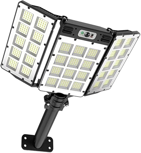 KEPEAK Luces solares de calle, 6000 mAh, 800 LED, sensor de movimiento, luces para exteriores con control remoto, IP66, impermeable, ajustable, luz