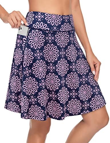 KORALHY Women's 20" Knee Length Skorts Skirts Active Tennis Athletic Golf Lightweight Modest Skort Skirt with 4 Pockets XLarge