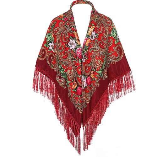 Russian Style Muffler Scarves Women's Traditional Scarf Wrap Tassel Shawl Fringes Neck Head Shawl