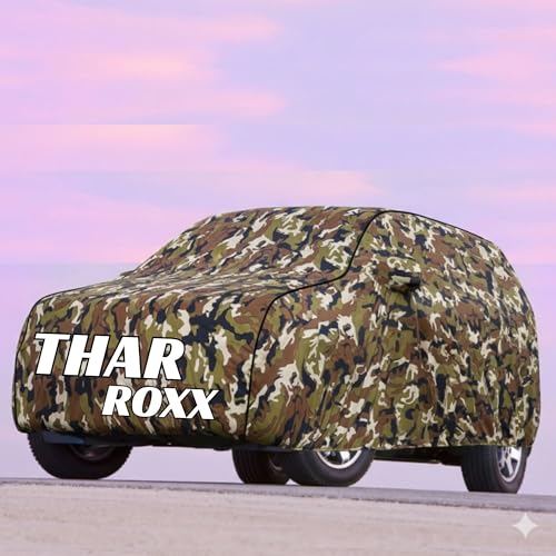 Image of Kayme UltraShield All Weather Premium Thar Roxx Car Cover 6-Layer Waterproof Fabric, UV & Heat Reflective - Rain, Sun & Dust & Bird‐Dropping Resistant, Indoor /Outdoor Full Body Protection - Jungle