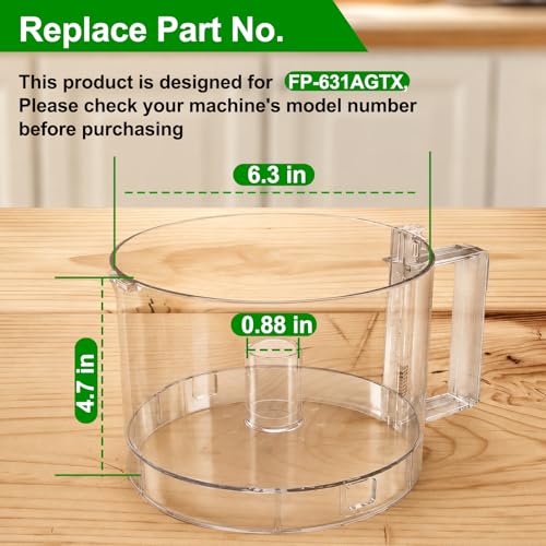 7-Cup Food Processor Work Bowl Compatible with Cuisinart DLC-10 Series（2tabs ONLY）,DFP-7JBS（2tabs）,Replace#: FP-631AGTX,FP-631AGTX1,Note: This is a replacement for the one with 2 tabs on the rim ONLY by RUHUALIFE - Image 3