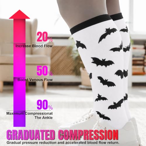 Image of bropite 3 /4 Pairs Plus Size Compression Socks for Women & Men 20-30 mmhg-Extra Wide Calf Support Socks for Medical,Running