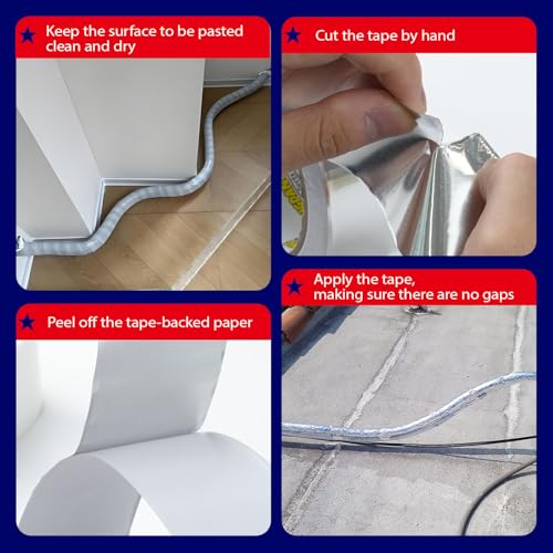 Image of Aluminum Foil Tape,6-Pack,2'' x 75 Feet,Silver Metal HVAC Tape,High Temperature Dryer Vent Insulation Tape for Ductwork,Air Ducts,Metal Repair,Heat Resistant