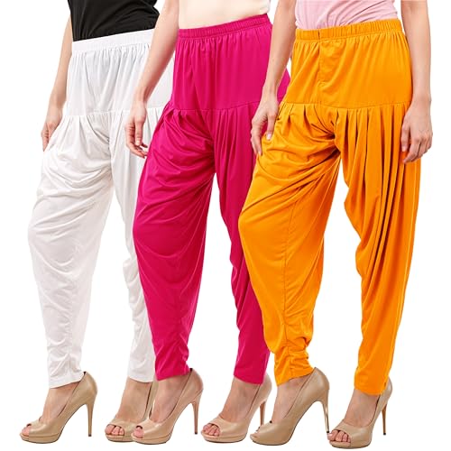 Image of Buy That Trendz Patiala Pant Combo Pants for Womens Pack of 3 Viscose Patiyala Salwar Bottoms