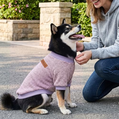 Image of 2 Pack Dog Sweaters for Small Dogs Girl Boy Winter Fleece Clothes Warm Soft Dog Sweatshirt Outfit for Dogs Cats Pet Apparel (Blue Purple+ Sweet Purple, S (Back: 11.8 inch,Chest: 15.7 inch, 5.5-10Ibs))