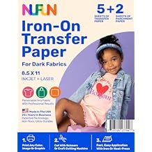 NuFun Activities Printable Iron-on Heat Transfer Paper for T Shirts, Dark Fabrics, 5 Sheets 8.5 x 11 inch, Long Lasting, Durable, Professional Quality, Easy DIY, Non-Toxic, Made In the USA