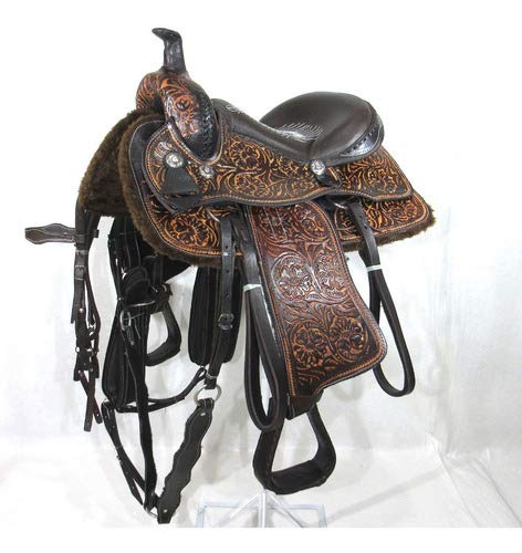 Sela Americana Quarto De Milha Entalhada Luxo Tambor Marrom Original Nova