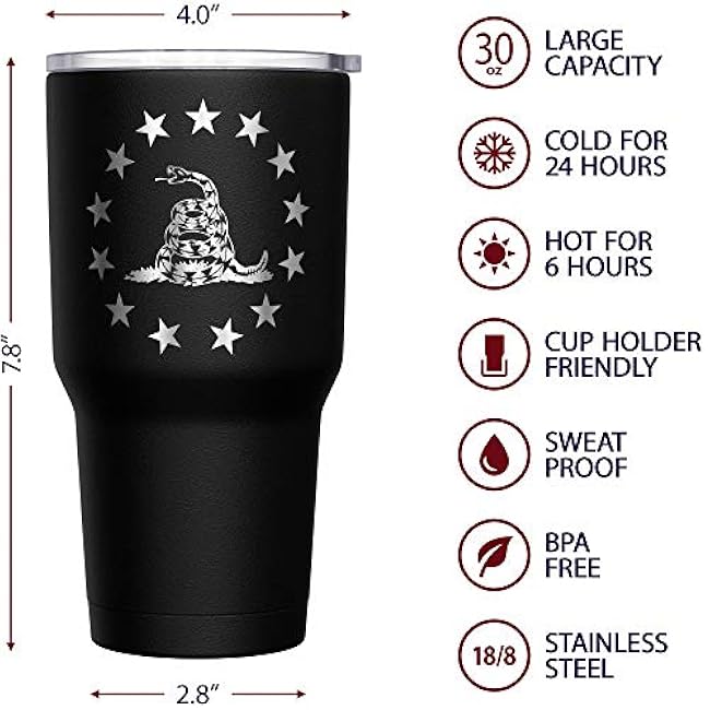 We The People Holsters - Betsy Ross Gadsden Flag - Betsy Ross Mug - American Flag Coffee Travel Mug - American Flag Tumbler - Double Insulated Tumbler - 30 oz
