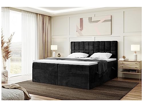 MEBLINI Lit Capitonné Adulte 2 Personnes avec Sommier et Matelas Complet - Lit Coffre Deux Place...