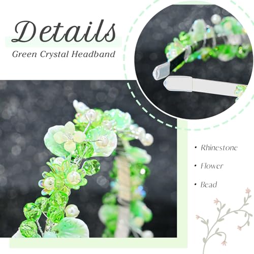 Women-Green-Crystal-Headband-Leaf-Hairband-Flower-Rhinestone-Pearl-Hair-Accessory-Handmade-Nature-Hair-Hoop