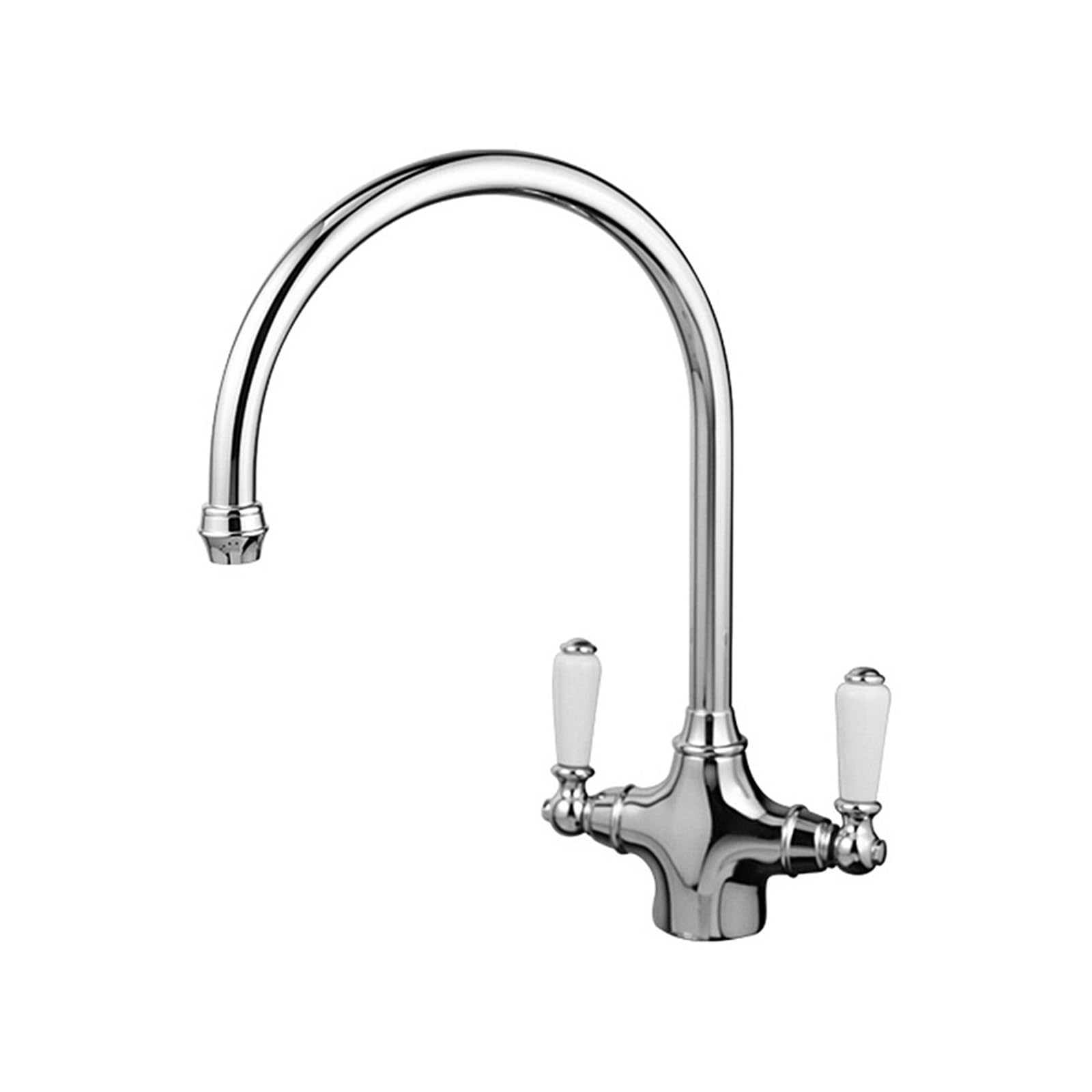 Grifo Monomando for Fregadero de Cocina Cromado con Palanca Doble de cerámica Blanca de latón Macizo