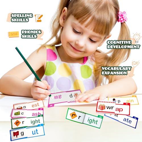 30 Read and Rhyme Flip Books, 1Set Word Family Build Book, Sight Words Flash Cards Kindergarten, Phonics Flash Cards Reading Games (1Set) - Image 5