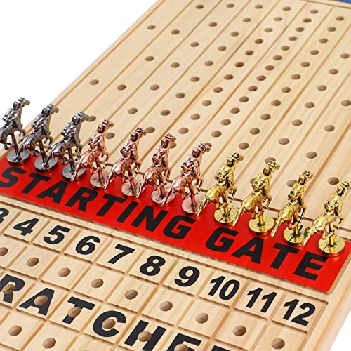 Juego de mesa de carrera de caballos 21 pulg con caballos metálicos miniatura 4