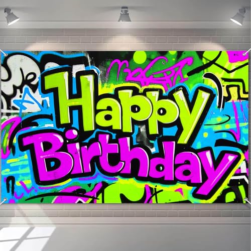 Image of HOMETITUTE Graffiti Birthday Banner 71x43 Inch