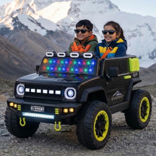 Image of Toyzone Everest Electric Jeep (Black) | 12V Rechargeable Ride on with 4.5Ah Battery | Music Player with BT, USB & AUX | Smooth Acceleration | 6M Battery Warranty | Age 3-10 Years, Upto 50 kg