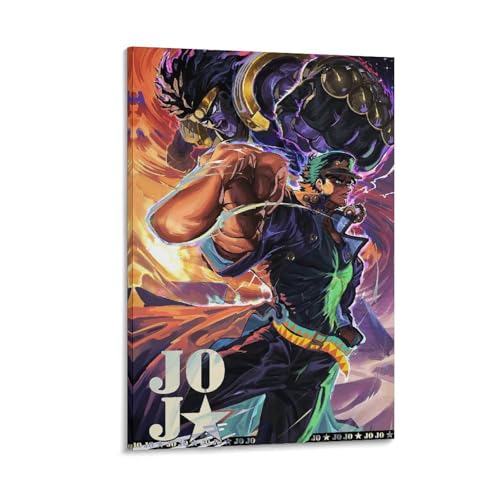 yuebrtog ジョジョの奇妙な冒険 高密度キャンバスアート UV印刷 木枠付き 無痕釘セット 色褪せないモダンインテリア リビング/寝室/オフィス用 壁掛け絵画 (20x30cm)0401jo5n-58