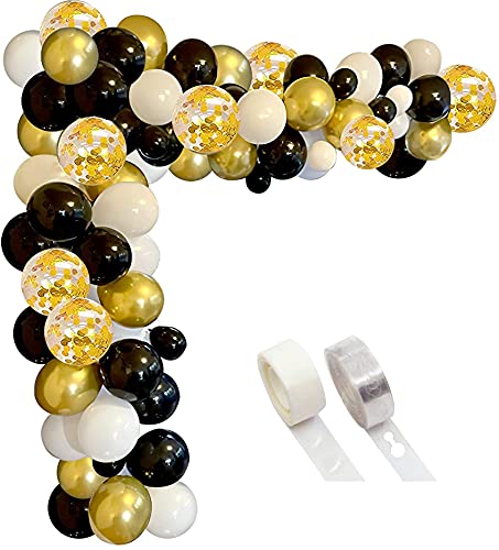 Image of GrandShop Balloon Arch Decoration Kit 112 Pcs (GOLD BLACK WHITE) material Latex