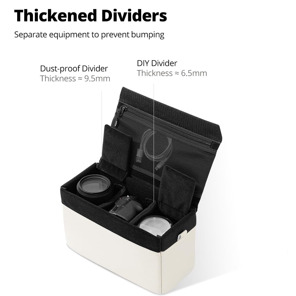 AMBITFUL D1 Cube Insert d'appareil photo, organiseur rembourré avec séparateurs pour appareil photo numérique sans miroir, noir/abricot (noir, M (5,2 L))