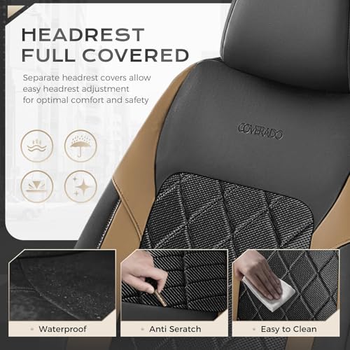 Image of Coverado Car Seat Covers, Front Seat Covers, 2 Front Automotive Seat Cover, Mesh Breathable Seat Protectors, Universal Fit for Most Cars