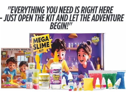 Image of Mighty Junior's New Mega Slime kit |Pack of 70+ Unique Making slimes|Toys for Kids Ages 4-15 Years| Monster,Butter, Unicorn, Ice-Cream, Crystal Slime Kit |Birthday Gifts and Toys for Boys and Girls|