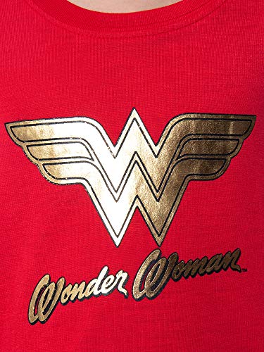 DC Comics Girls' Wonder Woman Gold Foil Logo Shirt and Shorts Loungewear 2 Piece Pajama Set4