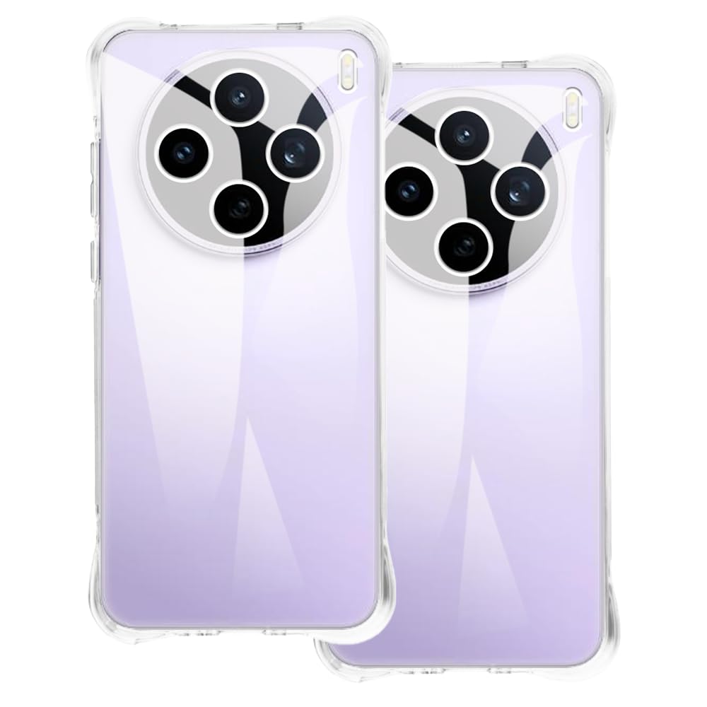 2-Pack TPU Case Compatible with Vivo X200t 5G Phone Cover - Shockproof Flexible Protective Accessories with Precise Cutouts (Clear)