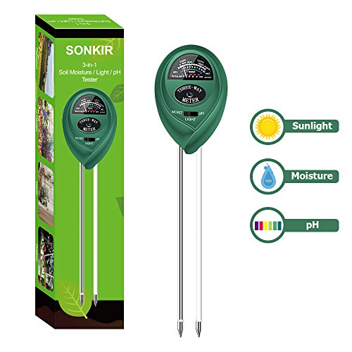 Sonkir Soil pH Meter, MS01 3-in-1 Soil Moisture/Light/pH Tester Gardening Tool Kits