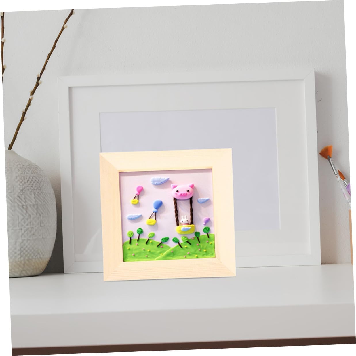 5pcs DIY Wood Clay Picture Frames 12x12cm for Children Painting