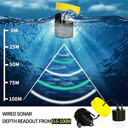 Ovetour Sensor de Sonar Portátil com Fio para Profundidade da Água e Visor LCD Localizador Portátil