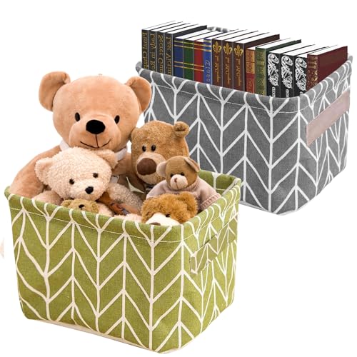 Kisstta 2 Stück Aufbewahrungskorb Stoff Leinen, Körbchen mit...