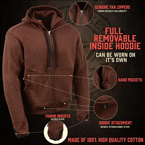 Image of Milwaukee Leather Men's Premium Leather Motorcycle Riders Vented Jacket with Removable Hoody Liner