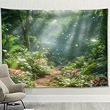 [KMBIGNK] タペストリー 新緑の並木 多機能壁掛け モダンなアート 布ポスター 70*100 模様替え 部屋 窓 カーテン 新居祝い お店 個性ギフト 林間道路 デザイン6 壁掛け 森の光 木 自然風景 風景画タペストリー